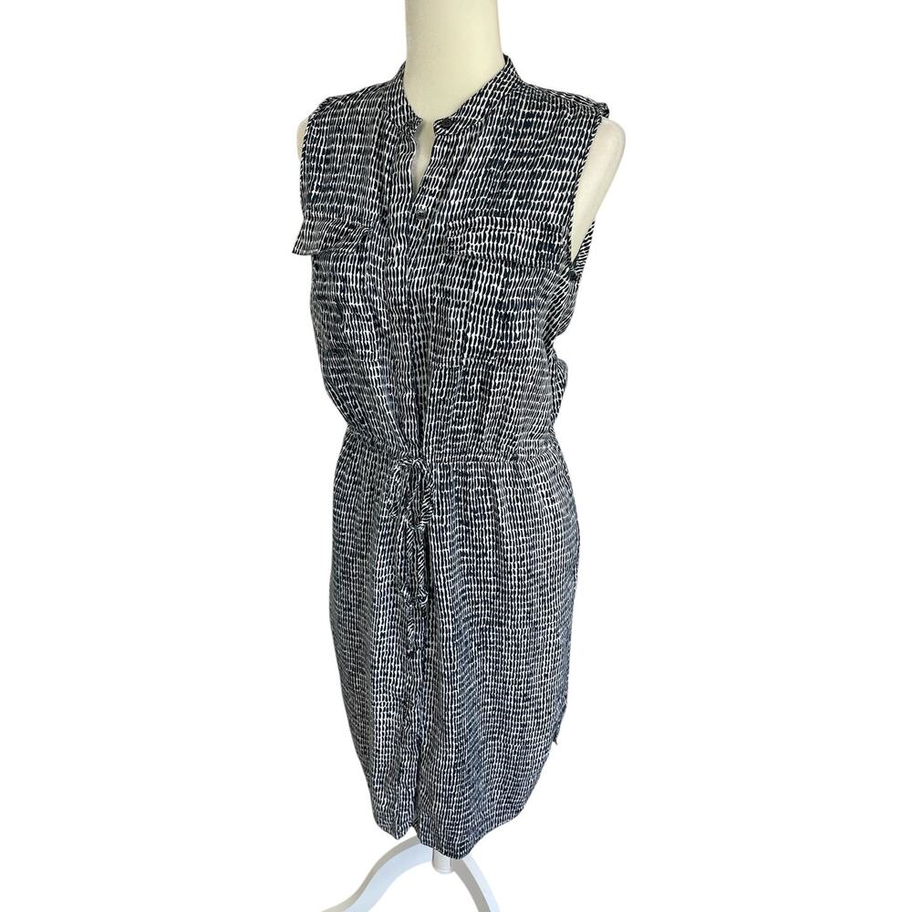 Ann Taylor Linen Rayon Button Front Shirt Dress Blue White Sz Small Classic Chic - Picture 3 of 12